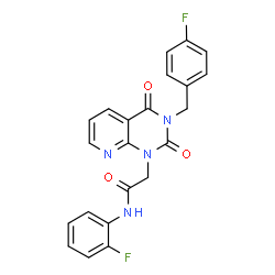 ChemSpider 2D Image | 2-[3-(4-Fluorobenzyl)-2,4-dioxo-3,4-dihydropyrido[2,3-d]pyrimidin-1(2H)-yl]-N-(2-fluorophenyl)acetamide | C22H16F2N4O3