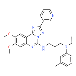 ChemSpider 2D Image | N'-[8,9-Dimethoxy-2-(3-pyridinyl)[1,2,4]triazolo[1,5-c]quinazolin-5-yl]-N-ethyl-N-(3-methylphenyl)-1,3-propanediamine | C28H31N7O2