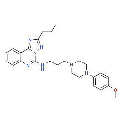 ChemSpider 2D Image | N-{3-[4-(4-Methoxyphenyl)-1-piperazinyl]propyl}-2-propyl[1,2,4]triazolo[1,5-c]quinazolin-5-amine | C26H33N7O