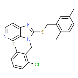 ChemSpider 2D Image | 3-(2-Chloro-6-fluorobenzyl)-2-[(2,5-dimethylbenzyl)sulfanyl]-3H-imidazo[4,5-c]pyridine | C22H19ClFN3S