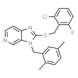 ChemSpider 2D Image | 2-[(2-Chloro-6-fluorobenzyl)sulfanyl]-3-(2,5-dimethylbenzyl)-3H-imidazo[4,5-c]pyridine | C22H19ClFN3S