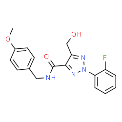 ChemSpider 2D Image | 2-(2-Fluorophenyl)-5-(hydroxymethyl)-N-(4-methoxybenzyl)-2H-1,2,3-triazole-4-carboxamide | C18H17FN4O3