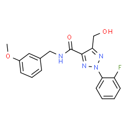 ChemSpider 2D Image | 2-(2-Fluorophenyl)-5-(hydroxymethyl)-N-(3-methoxybenzyl)-2H-1,2,3-triazole-4-carboxamide | C18H17FN4O3