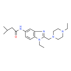 ChemSpider 2D Image | N-{1-Ethyl-2-[(4-ethyl-1-piperazinyl)methyl]-1H-benzimidazol-5-yl}-3-methylbutanamide | C21H33N5O