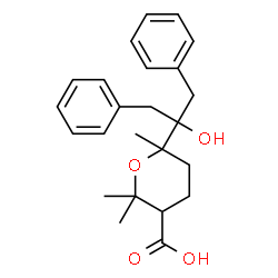 ChemSpider 2D Image | 6-(2-Hydroxy-1,3-diphenyl-2-propanyl)-2,2,6-trimethyltetrahydro-2H-pyran-3-carboxylic acid | C24H30O4