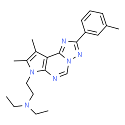 ChemSpider 2D Image | 2-[8,9-Dimethyl-2-(3-methylphenyl)-7H-pyrrolo[3,2-e][1,2,4]triazolo[1,5-c]pyrimidin-7-yl]-N,N-diethylethanamine | C22H28N6