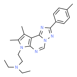 ChemSpider 2D Image | 2-[8,9-Dimethyl-2-(4-methylphenyl)-7H-pyrrolo[3,2-e][1,2,4]triazolo[1,5-c]pyrimidin-7-yl]-N,N-diethylethanamine | C22H28N6