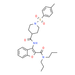 ChemSpider 2D Image | N-[2-(Dipropylcarbamoyl)-1-benzofuran-3-yl]-1-[(4-methylphenyl)sulfonyl]-4-piperidinecarboxamide | C28H35N3O5S