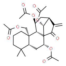 ChemSpider 2D Image | (5beta,7alpha,9beta,10alpha,11beta,13alpha,14R)-15-Oxokaur-16-ene-7,11,14,20-tetrayl tetraacetate | C28H38O9