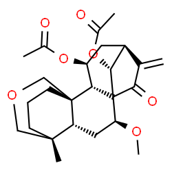 ChemSpider 2D Image | (5beta,7beta,9beta,10alpha,11beta,13alpha,14R)-7-Methoxy-15-oxo-18,20-epoxykaur-16-ene-11,14-diyl diacetate | C25H34O7