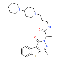 ChemSpider 2D Image | N-[3-(1,4'-Bipiperidin-1'-yl)propyl]-2-(4-methyl-1-oxo[1]benzothieno[2,3-d]pyridazin-2(1H)-yl)propanamide | C27H37N5O2S