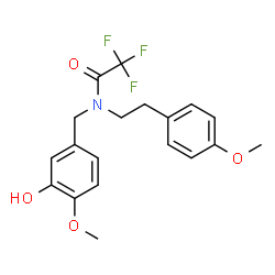ChemSpider 2D Image | 2,2,2-Trifluoro-N-(3-hydroxy-4-methoxybenzyl)-N-[2-(4-methoxyphenyl)ethyl]acetamide | C19H20F3NO4