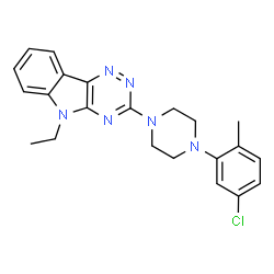 ChemSpider 2D Image | 3-[4-(5-Chloro-2-methylphenyl)-1-piperazinyl]-5-ethyl-5H-[1,2,4]triazino[5,6-b]indole | C22H23ClN6
