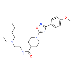 ChemSpider 2D Image | N-{2-[Butyl(ethyl)amino]ethyl}-1-[3-(4-methoxyphenyl)-1,2,4-oxadiazol-5-yl]-4-piperidinecarboxamide | C23H35N5O3