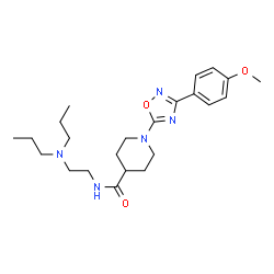 ChemSpider 2D Image | N-[2-(Dipropylamino)ethyl]-1-[3-(4-methoxyphenyl)-1,2,4-oxadiazol-5-yl]-4-piperidinecarboxamide | C23H35N5O3