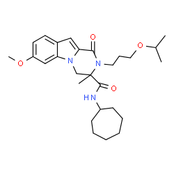 ChemSpider 2D Image | N-Cycloheptyl-2-(3-isopropoxypropyl)-7-methoxy-3-methyl-1-oxo-1,2,3,4-tetrahydropyrazino[1,2-a]indole-3-carboxamide | C27H39N3O4