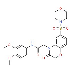 ChemSpider 2D Image | N-(3,4-Dimethoxyphenyl)-2-[6-(4-morpholinylsulfonyl)-3-oxo-2,3-dihydro-4H-1,4-benzoxazin-4-yl]acetamide | C22H25N3O8S