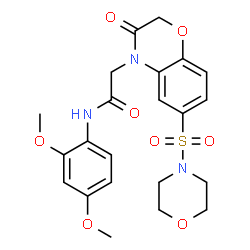 ChemSpider 2D Image | N-(2,4-Dimethoxyphenyl)-2-[6-(4-morpholinylsulfonyl)-3-oxo-2,3-dihydro-4H-1,4-benzoxazin-4-yl]acetamide | C22H25N3O8S