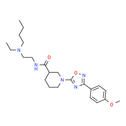 ChemSpider 2D Image | N-{2-[Butyl(ethyl)amino]ethyl}-1-[3-(4-methoxyphenyl)-1,2,4-oxadiazol-5-yl]-3-piperidinecarboxamide | C23H35N5O3