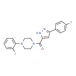 ChemSpider 2D Image | [4-(2-Fluorophenyl)-1-piperazinyl][3-(4-fluorophenyl)-1H-pyrazol-5-yl]methanone | C20H18F2N4O