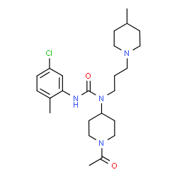 ChemSpider 2D Image | 1-(1-Acetyl-4-piperidinyl)-3-(5-chloro-2-methylphenyl)-1-[3-(4-methyl-1-piperidinyl)propyl]urea | C24H37ClN4O2