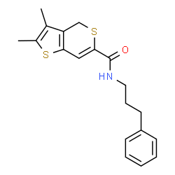 ChemSpider 2D Image | 2,3-Dimethyl-N-(3-phenylpropyl)-4H-thieno[3,2-c]thiopyran-6-carboxamide | C19H21NOS2