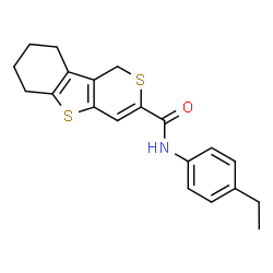 ChemSpider 2D Image | N-(4-Ethylphenyl)-6,7,8,9-tetrahydro-1H-thiopyrano[4,3-b][1]benzothiophene-3-carboxamide | C20H21NOS2