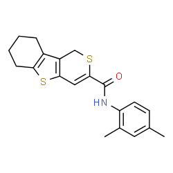 ChemSpider 2D Image | N-(2,4-Dimethylphenyl)-6,7,8,9-tetrahydro-1H-thiopyrano[4,3-b][1]benzothiophene-3-carboxamide | C20H21NOS2