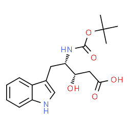 ChemSpider 2D Image | 2,4,5-Trideoxy-5-(1H-indol-3-yl)-4-({[(2-methyl-2-propanyl)oxy]carbonyl}amino)-L-threo-pentonic acid | C18H24N2O5