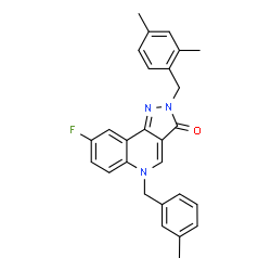 ChemSpider 2D Image | 2-(2,4-Dimethylbenzyl)-8-fluoro-5-(3-methylbenzyl)-2,5-dihydro-3H-pyrazolo[4,3-c]quinolin-3-one | C27H24FN3O