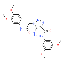 ChemSpider 2D Image | 5-Amino-N-(3,5-dimethoxyphenyl)-1-{2-[(3,4-dimethoxyphenyl)amino]-2-oxoethyl}-1H-1,2,3-triazole-4-carboxamide | C21H24N6O6