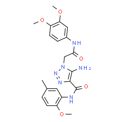 ChemSpider 2D Image | 5-Amino-1-{2-[(3,4-dimethoxyphenyl)amino]-2-oxoethyl}-N-(2-methoxy-5-methylphenyl)-1H-1,2,3-triazole-4-carboxamide | C21H24N6O5