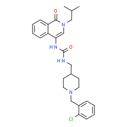 ChemSpider 2D Image | 1-{[1-(2-Chlorobenzyl)-4-piperidinyl]methyl}-3-(2-isobutyl-1-oxo-1,2-dihydro-4-isoquinolinyl)urea | C27H33ClN4O2