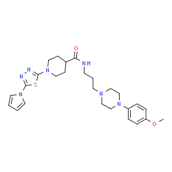 ChemSpider 2D Image | N-{3-[4-(4-Methoxyphenyl)-1-piperazinyl]propyl}-1-[5-(1H-pyrrol-1-yl)-1,3,4-thiadiazol-2-yl]-4-piperidinecarboxamide | C26H35N7O2S