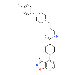 ChemSpider 2D Image | N-{3-[4-(4-Fluorophenyl)-1-piperazinyl]propyl}-1-(3-methyl[1,2]oxazolo[5,4-d]pyrimidin-4-yl)-4-piperidinecarboxamide | C25H32FN7O2