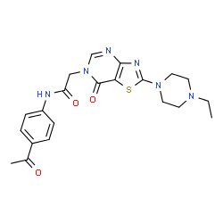 ChemSpider 2D Image | N-(4-Acetylphenyl)-2-[2-(4-ethyl-1-piperazinyl)-7-oxo[1,3]thiazolo[4,5-d]pyrimidin-6(7H)-yl]acetamide | C21H24N6O3S