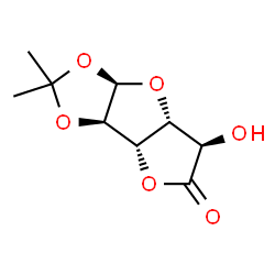 ChemSpider 2D Image | (3aR,3bS,6R,6aR,7aR)-6-Hydroxy-2,2-dimethyltetrahydrofuro[2',3':4,5]furo[2,3-d][1,3]dioxol-5(3bH)-one | C9H12O6