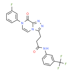 ChemSpider 2D Image | 3-[7-(3-Fluorophenyl)-8-oxo-7,8-dihydro[1,2,4]triazolo[4,3-a]pyrazin-3-yl]-N-[3-(trifluoromethyl)phenyl]propanamide | C21H15F4N5O2