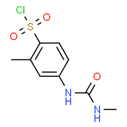 ChemSpider 2D Image | 2-Methyl-4-[(methylcarbamoyl)amino]benzenesulfonyl chloride | C9H11ClN2O3S
