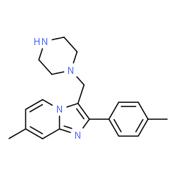 ChemSpider 2D Image | 7-Methyl-3-(piperazin-1-ylmethyl)-2-(p-tolyl)imidazo[1,2-a]pyridine | C20H24N4