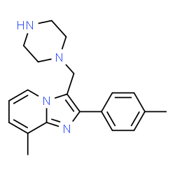 ChemSpider 2D Image | 8-Methyl-3-(piperazin-1-ylmethyl)-2-(p-tolyl)imidazo[1,2-a]pyridine | C20H24N4