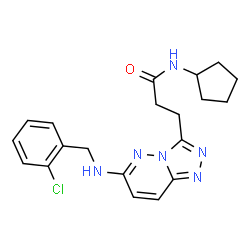 ChemSpider 2D Image | 3-{6-[(2-Chlorobenzyl)amino][1,2,4]triazolo[4,3-b]pyridazin-3-yl}-N-cyclopentylpropanamide | C20H23ClN6O