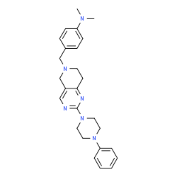ChemSpider 2D Image | N,N-Dimethyl-4-{[2-(4-phenyl-1-piperazinyl)-7,8-dihydropyrido[4,3-d]pyrimidin-6(5H)-yl]methyl}aniline | C26H32N6
