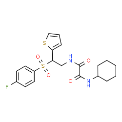 ChemSpider 2D Image | N-Cyclohexyl-N'-{2-[(4-fluorophenyl)sulfonyl]-2-(2-thienyl)ethyl}ethanediamide | C20H23FN2O4S2