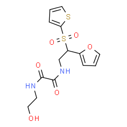ChemSpider 2D Image | N-[2-(2-Furyl)-2-(2-thienylsulfonyl)ethyl]-N'-(2-hydroxyethyl)ethanediamide | C14H16N2O6S2