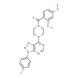 ChemSpider 2D Image | (2,4-Dimethoxyphenyl){4-[3-(4-fluorophenyl)-3H-[1,2,3]triazolo[4,5-d]pyrimidin-7-yl]-1-piperazinyl}methanone | C23H22FN7O3