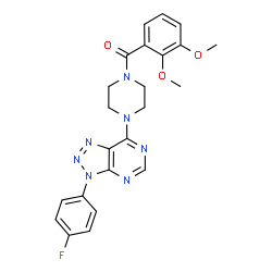 ChemSpider 2D Image | (2,3-Dimethoxyphenyl){4-[3-(4-fluorophenyl)-3H-[1,2,3]triazolo[4,5-d]pyrimidin-7-yl]-1-piperazinyl}methanone | C23H22FN7O3