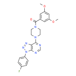 ChemSpider 2D Image | (3,5-Dimethoxyphenyl){4-[3-(4-fluorophenyl)-3H-[1,2,3]triazolo[4,5-d]pyrimidin-7-yl]-1-piperazinyl}methanone | C23H22FN7O3