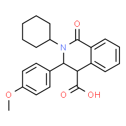 ChemSpider 2D Image | 2-Cyclohexyl-3-(4-methoxyphenyl)-1-oxo-1,2,3,4-tetrahydro-4-isoquinolinecarboxylic acid | C23H25NO4