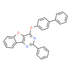 ChemSpider 2D Image | 4-(4-Biphenylyloxy)-2-phenyl[1]benzofuro[3,2-d]pyrimidine | C28H18N2O2